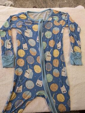 Blue Milk & Cookies Little Sleepies Zippy 12-18mo
